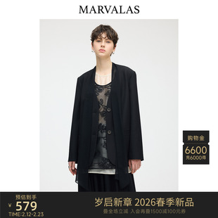 Marvalas无领解构式西服2026春季新款宽松廓形正装气质士西装外套