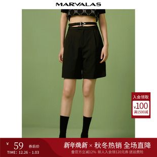 2025秋季 休闲裤 新款 裤 宽松设计感解构五分西装 曼德诗高腰阔腿短裤