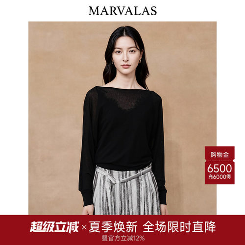 Marvalas一字领针织衫
