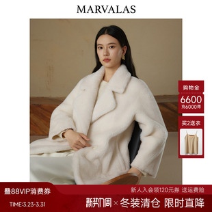 纯色加厚羊羔毛保暖皮草 时尚 曼德诗100%绵羊毛短外套2025冬季 新款