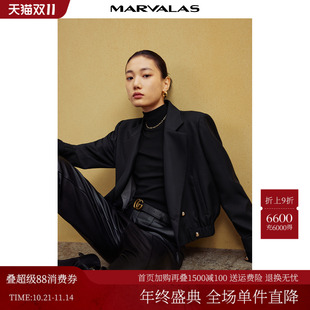截短式 曼德诗绵羊毛短外套2025秋季 上衣女秋季 翻领西装 夹克 新品