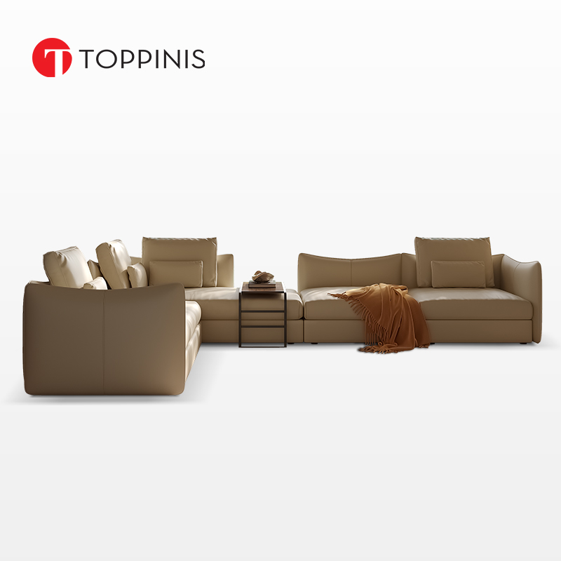 Toppinis意式轻奢直排真皮沙发别墅大平层客厅高端极简转角皮沙发