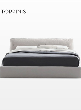 Toppinis意式极简真皮床简约现代卧室头层牛皮真皮床1.8米双人床