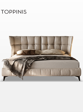 Toppinis意式轻奢肌肉床 现代简约1.8米主卧高级感真皮双人大床