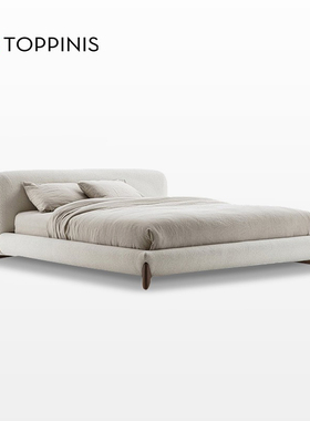 Toppinis意式极简Turner羊羔绒布艺床 别墅主卧轻奢高级感真皮床