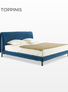 Toppinis意式极简高端麂绒布床主卧1.8米轻奢双人床设计师原创床