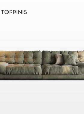 Toppinis真皮云朵沙发大平层豪宅客厅意式极简高端磨砂皮直排沙发