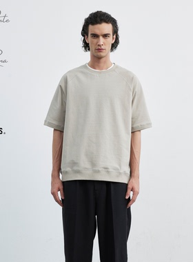 Burcs 男士重磅舒适插肩圆领宽松时尚短袖柔和液氨T恤丝光棉