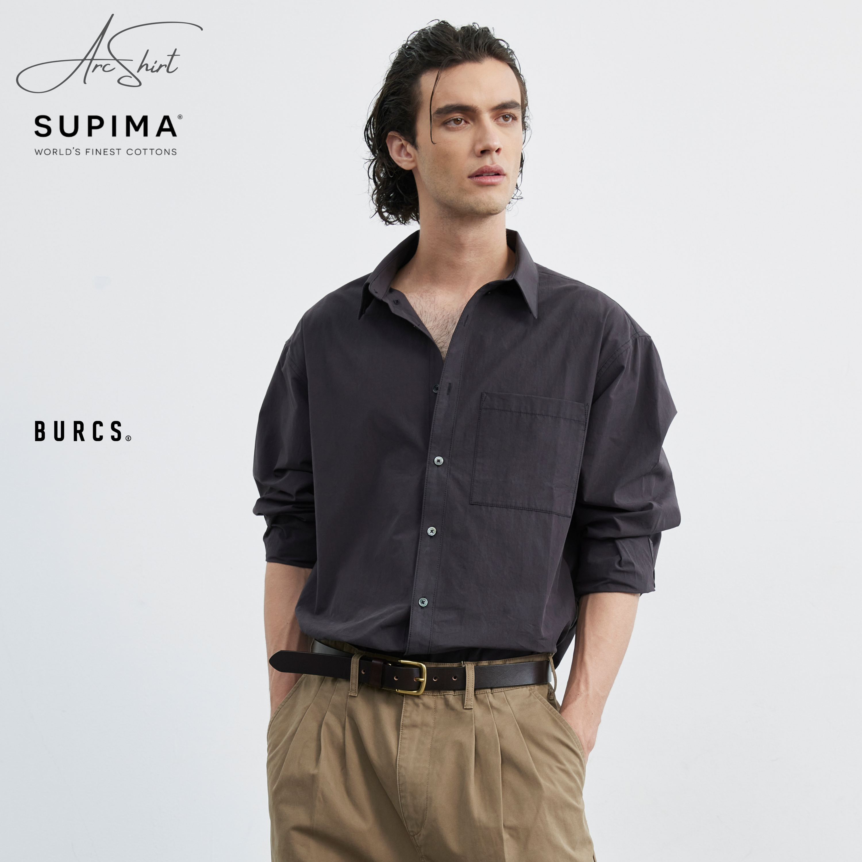 帛斯复古BURCS高支长绒棉衬衫