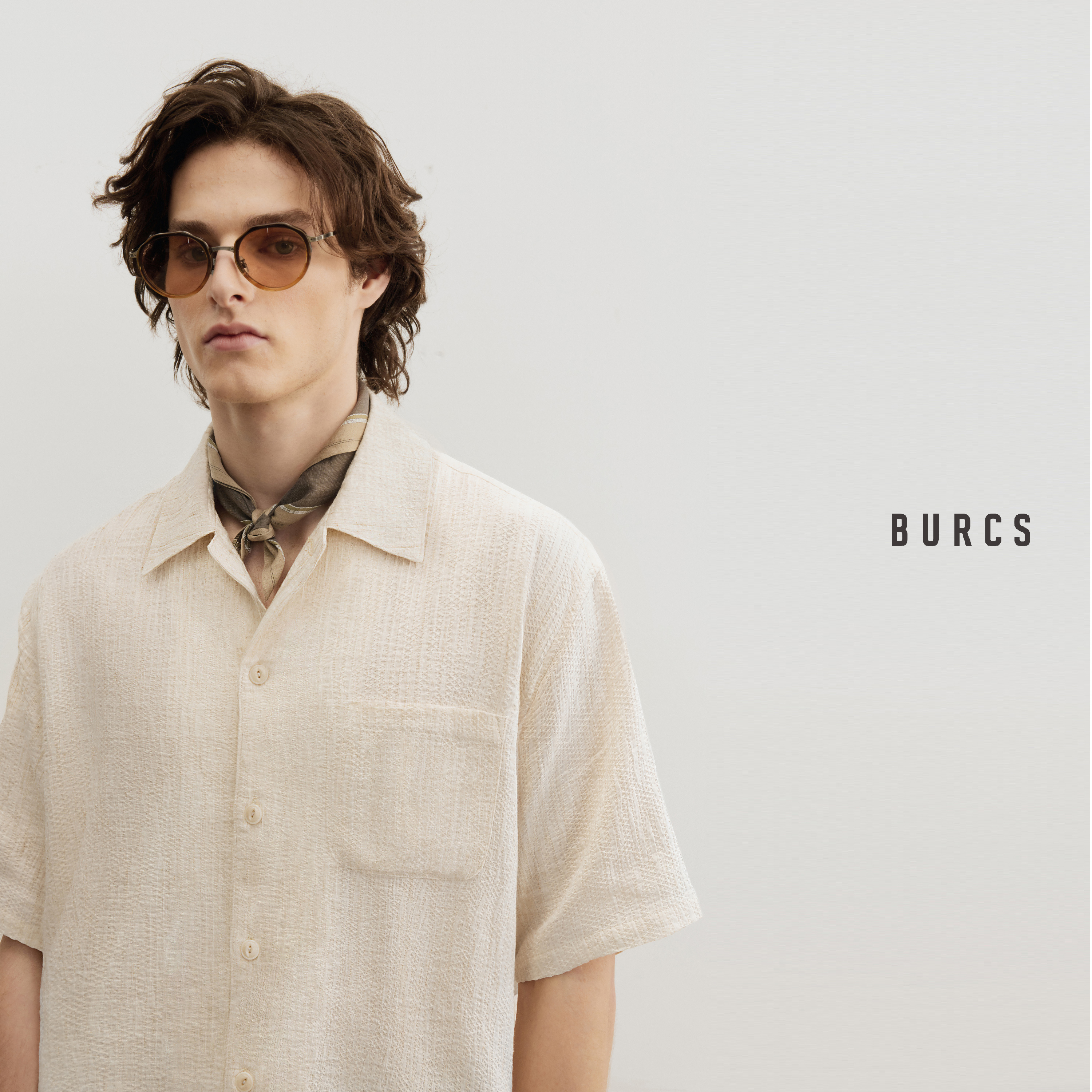 Burcs夏季新款肌理提花织抗皱男衬衫宽松休闲短袖透气衬衣polo衫