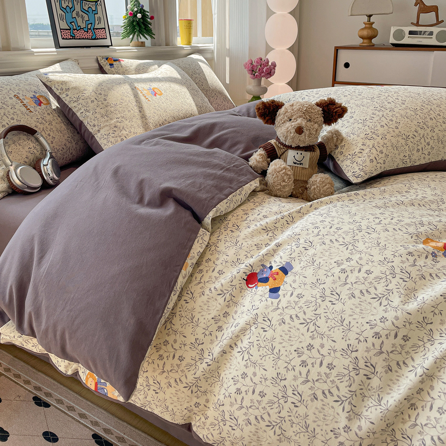 小清新全棉纯棉磨毛四件套