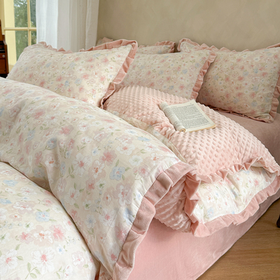 2026新款ab面纯棉豆豆绒四件套