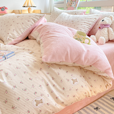 一面绒一面棉被套单件150x200x230加绒牛奶绒冬季ab面被罩珊瑚绒