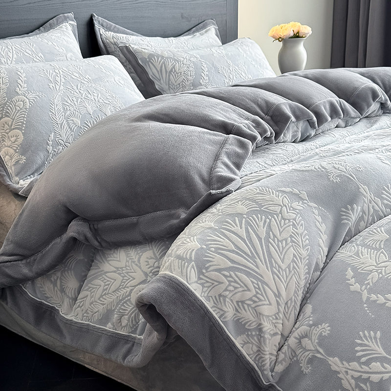 欧式3D提花牛奶绒被套2024新款