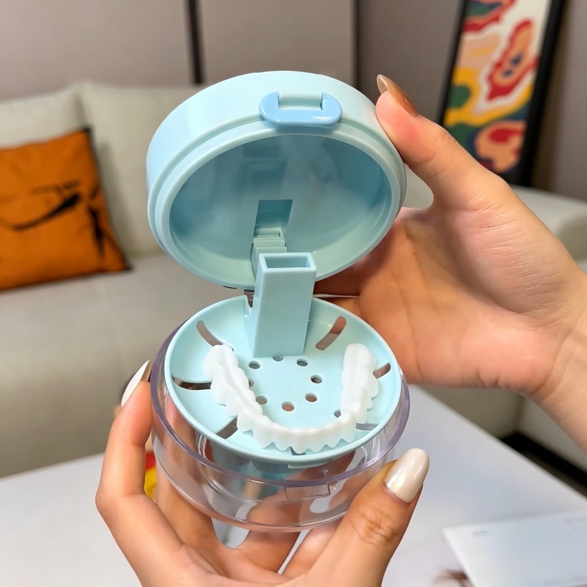 隐形牙套收纳盒便携可升降牙齿清洁盒清洗假牙泡腾片保持器牙套盒