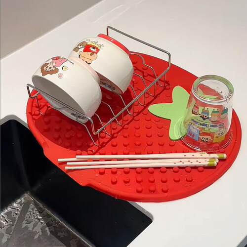 厨房台面硅胶沥水垫耐高温隔热垫多功能碗碟沥水架餐桌防滑防烫垫