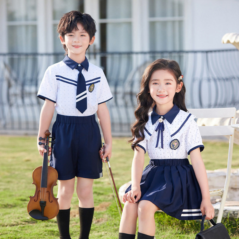 小学生校服英伦风儿童毕业照班服套装夏季两件套短袖棉幼儿园园服