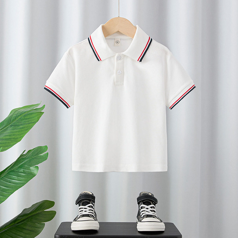 男童校服夏装中小学生园服班服白色短袖T恤POLO衫男女童打底上衣