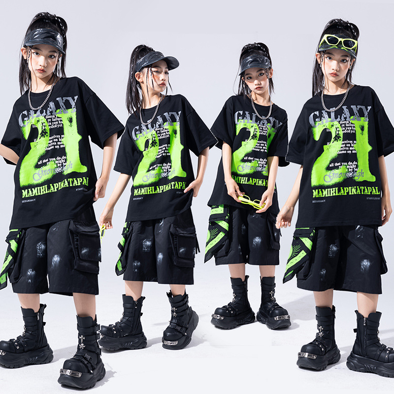 街舞儿童潮服hiphop童装少儿服装男童架子鼓演出服宽松潮牌套装