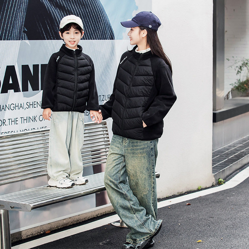 新款儿童轻薄棉服男女童秋冬季棉袄亲子外套童装休闲校服神器棉衣