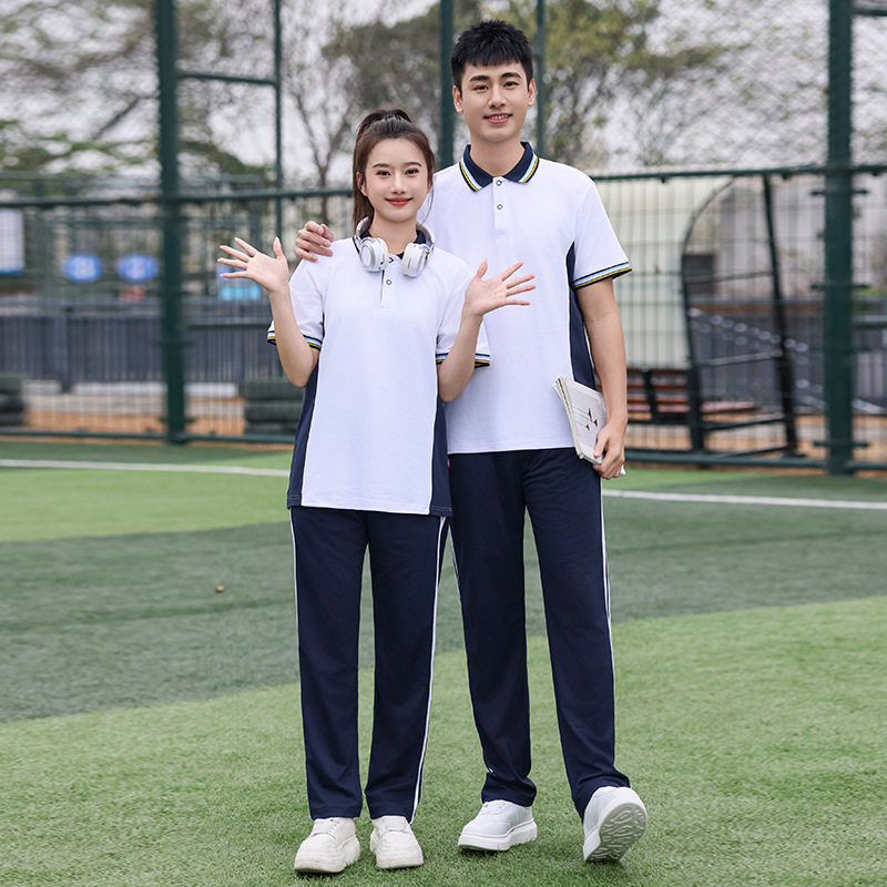 夏季校服翻领短袖 中学生运动服男女 初中高中班服学院风团体服