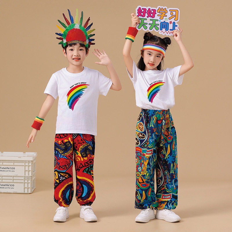 儿童成人民族风演出服非洲鼓舞蹈服小学生运动会啦啦队服毕业表演