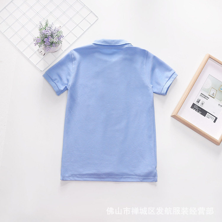 中小学生校服套装学院风园服夏装湖兰纯色短袖上衣
