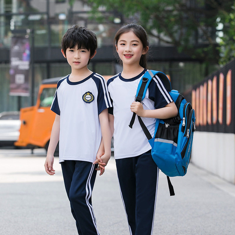 今泽夏季运动套装班服中小学生校服幼儿园园服短袖套装印制LOGO