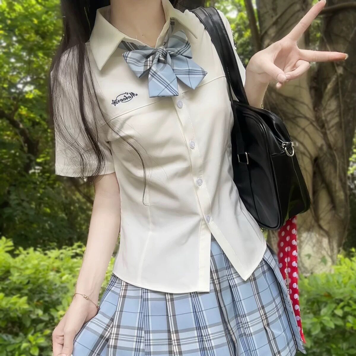 原创jk制服套装女学生校服纯欲风衬衫收腰显瘦JK衬衣百褶裙