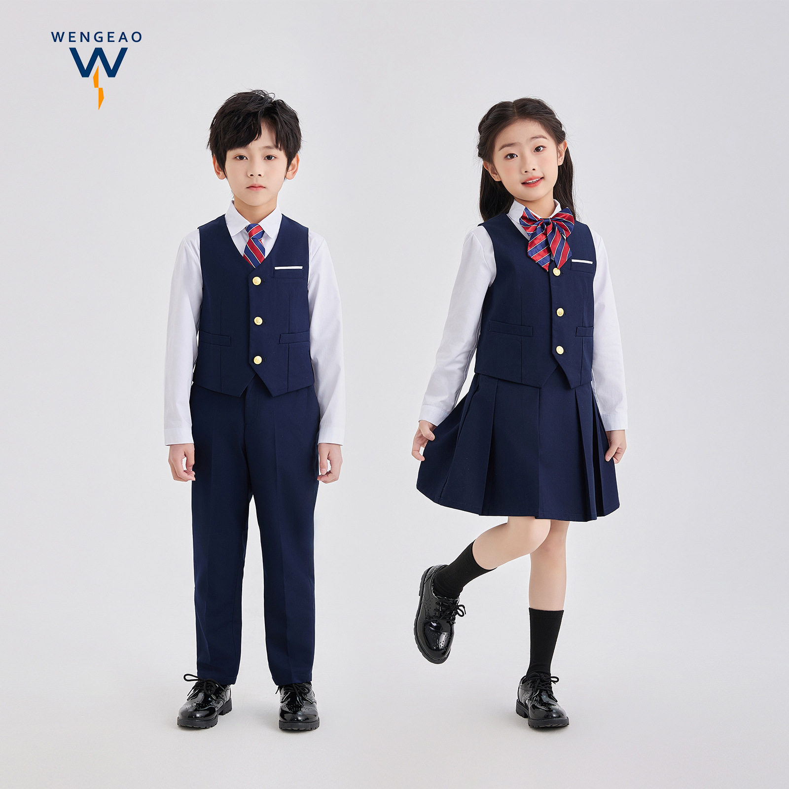 儿童英伦风西装套装幼儿园园服春季班服衬衫小学生校服学院风