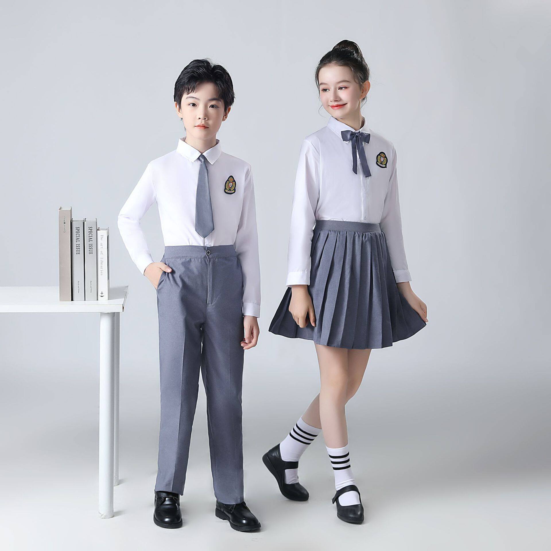英伦风校服班服朗诵演出服领带校服套装中小学生大合唱毕业服装