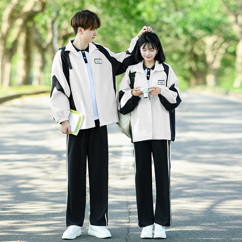 班服学院风秋季三件套高中生运动会冲锋衣外套初中小学生校服套装