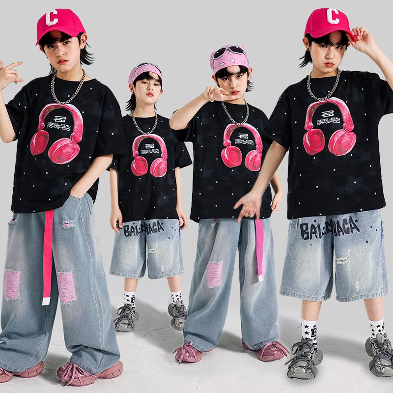 六一儿童街舞hiphop演出服男童嘻哈服装少儿架子鼓套装女童表演