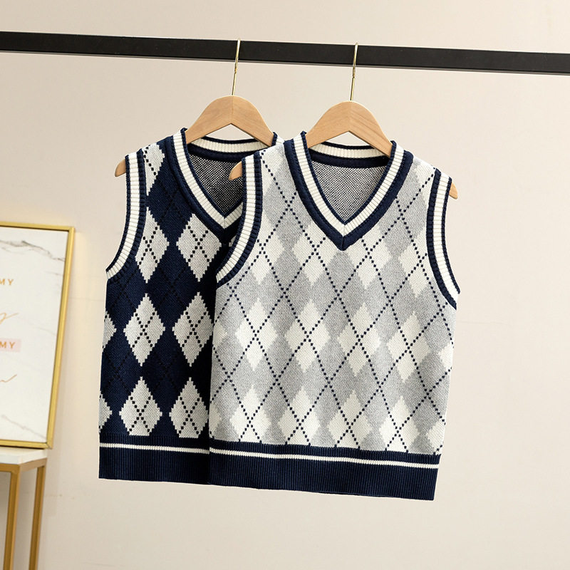 儿童针织马甲中小学生幼儿园秋冬款校服背心英伦学院风毛衣马甲潮