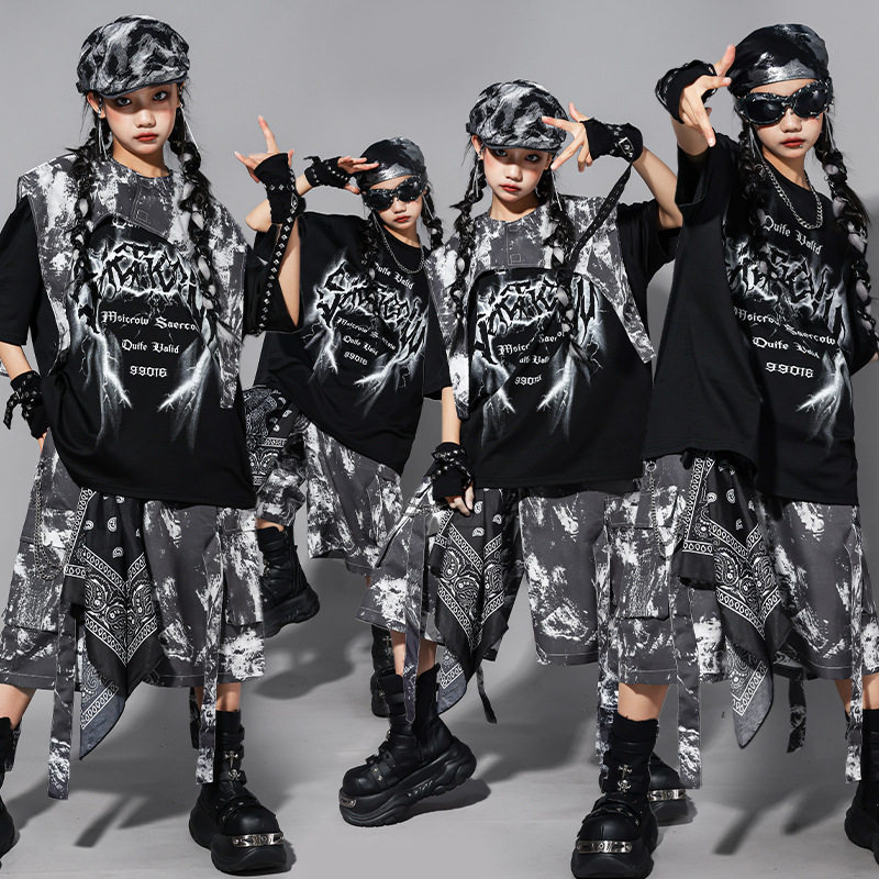 儿童hiphop街舞演出服少儿马甲套装男童嘻哈表演服装女童装