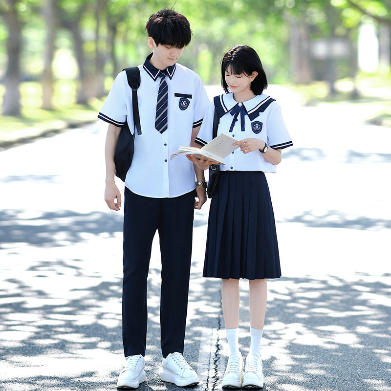 学院风夏季校服套装初中学生短袖衬衫JK制服班服合唱演出服毕业照