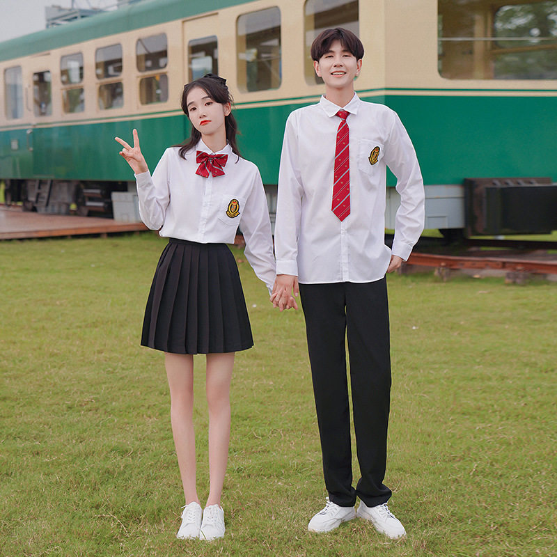 韩版初高中学生装校服毕业班服运动会表演服学院风白衬衫西装套装