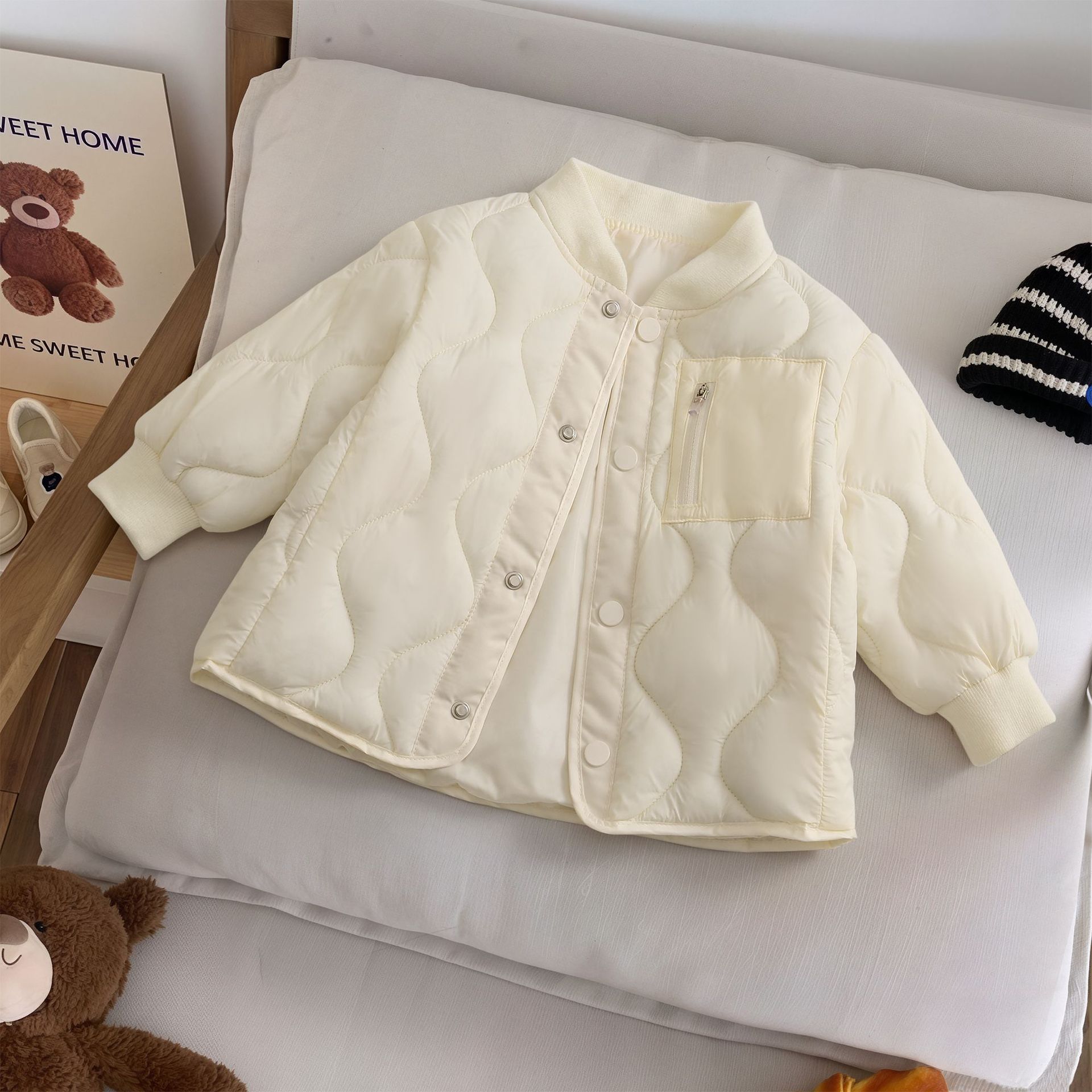 现货校服神器童装秋冬儿童棉衣外套拼接短款新款宝宝棉服内胆