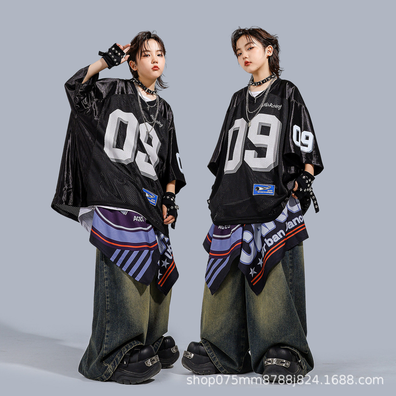 街舞儿童潮服嘻哈男童架子鼓演出服hiohop表演服女童炸街舞蹈服装