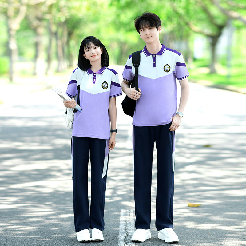 大量 实拍#情侣装夏季套装学生班服运动会短袖恤校服套装2026