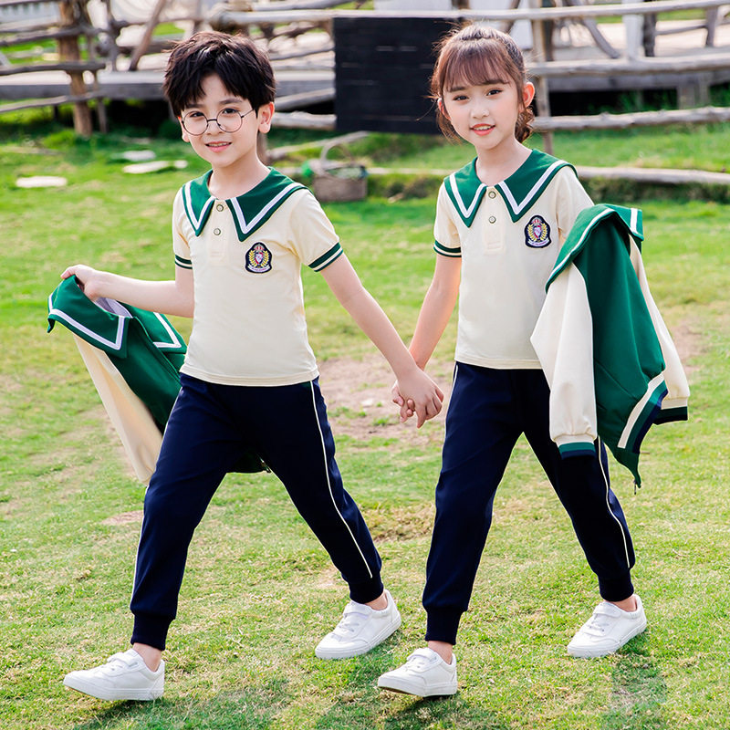 幼儿园园服春夏新款中小学生学院风校服班服儿童海军风套装教师服