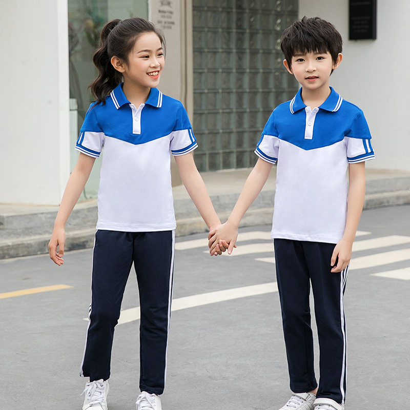 小学生校服套装夏季短袖套装男女学院风中学生班服儿童运动服定制