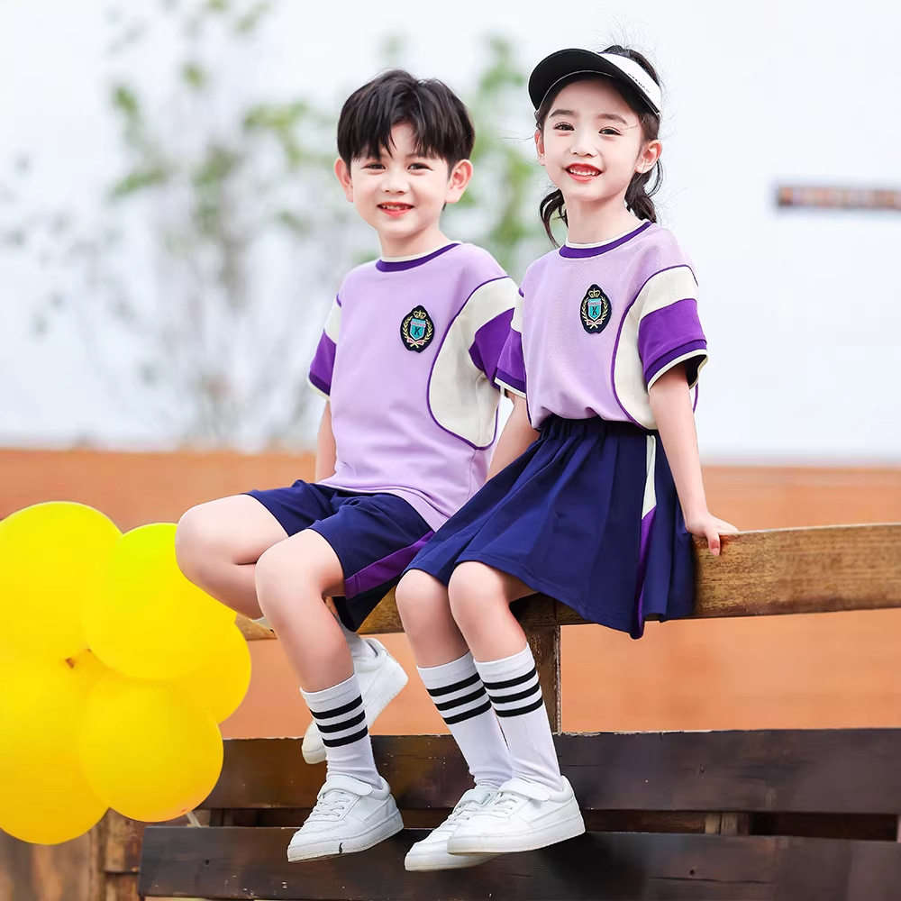 小学生校服套装夏季短袖t恤幼儿园园服儿童运动会演出班服六一