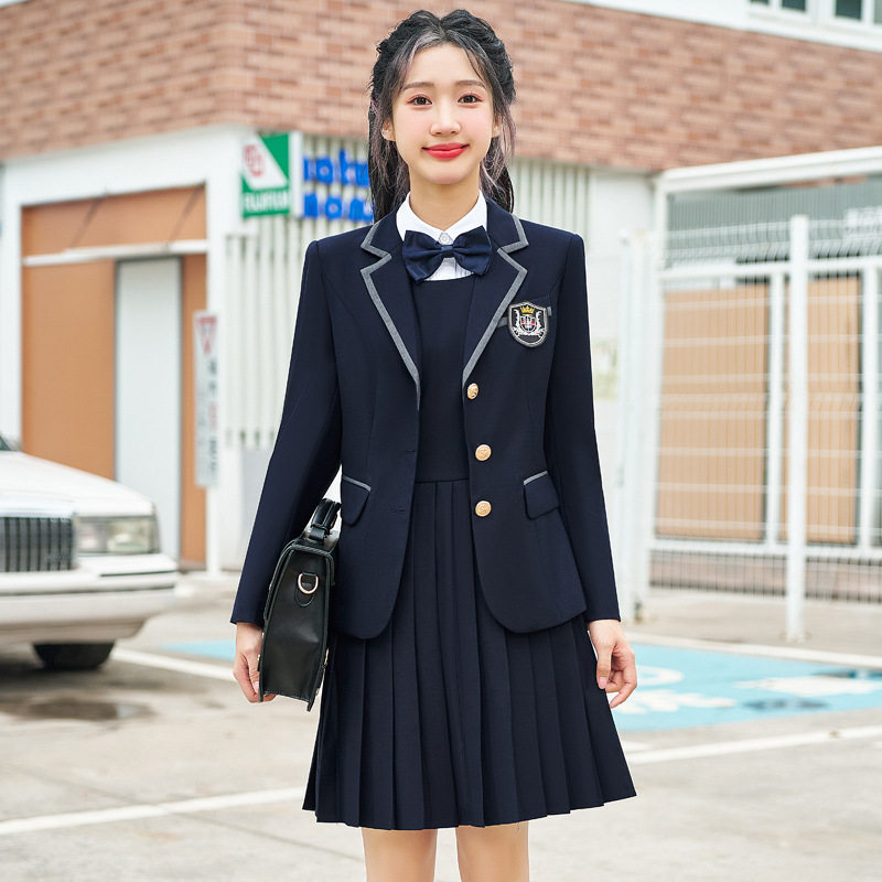 女生职业装幼儿园教师园服批发秋季学院风初高中生班服校服三件套