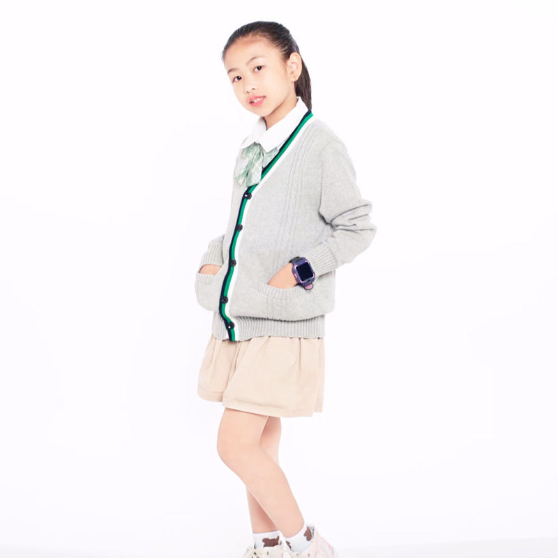 定制学院风校服班服毛衣男女童针织开衫V领假袋秋冬款幼儿园园服