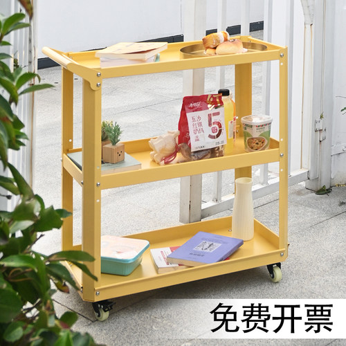 置物架客厅沙发边几北欧风多功能移动绿植小推车三层收纳移动铁艺