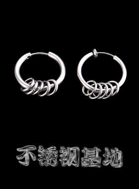 钛钢不掉色黑暗系洗澡可戴耳环