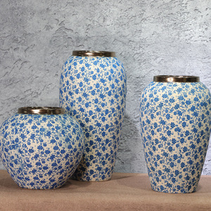 景德镇手工陶瓷花瓶复古新中式客厅酒店桌面插干花家居饰品摆件