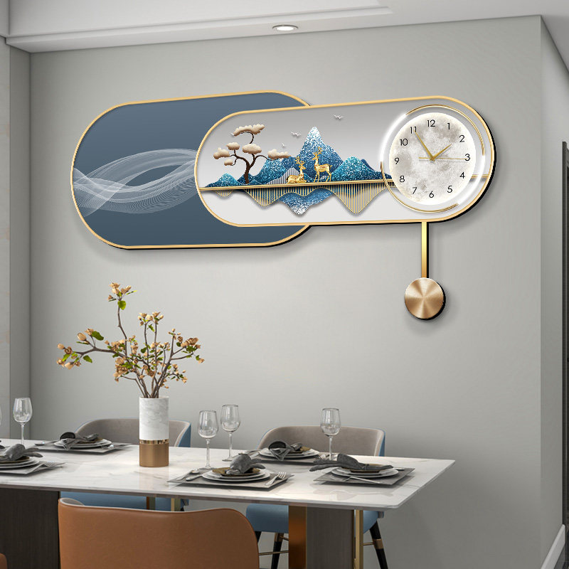 现代简约餐厅装饰画钟表饭厅挂画挂钟轻奢墙面壁画大气餐桌墙画,家居饰品,现代装饰画,淘宝优惠券,粉丝福利购,淘宝优惠卷