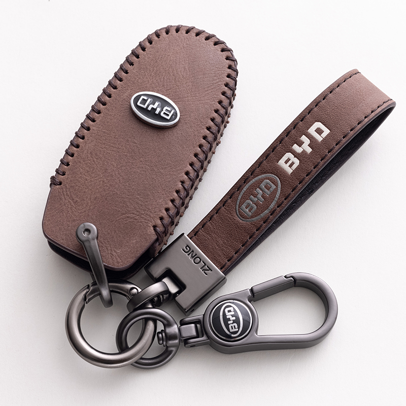 奢华复古比亚迪汉车钥匙套牛皮